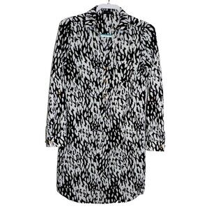 THE LIMITED Ashton black & white full button long shirt dress women's size S